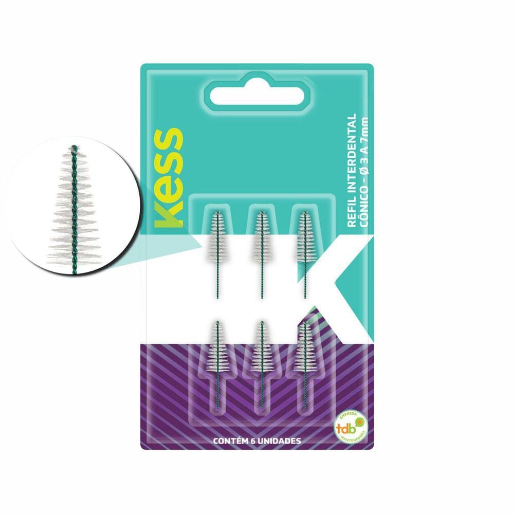 Refil Interdental Cônico Kess Ø 3 A 7Mm C/6Un Cód.1993