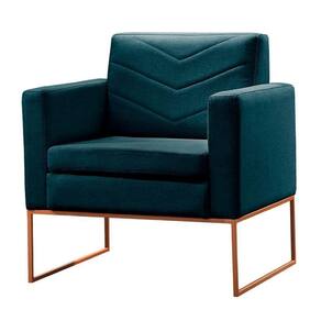 Poltrona Apolo Luxo Base Bronze Castellar Móbile Azul
