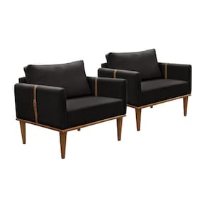 Conjunto - 2 Poltronas Milla Luxo Madeira Maciça Castellar Corino Preto