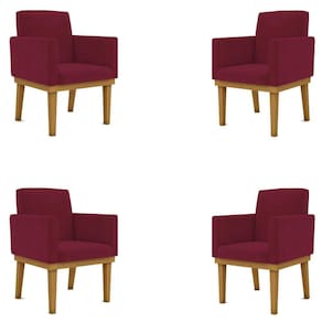 Kit 04 Poltronas Decorativa Reforçada Oferta - Balaqui Decor Cor:marsala
