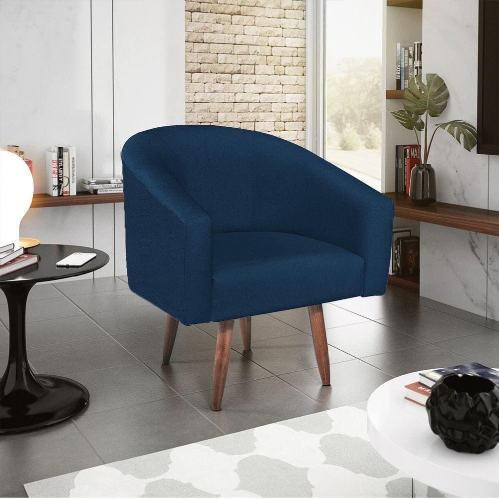 Poltrona Decorativa Luiza Pés Palito Suede - Doce Sonho Móveis Azul Marinho