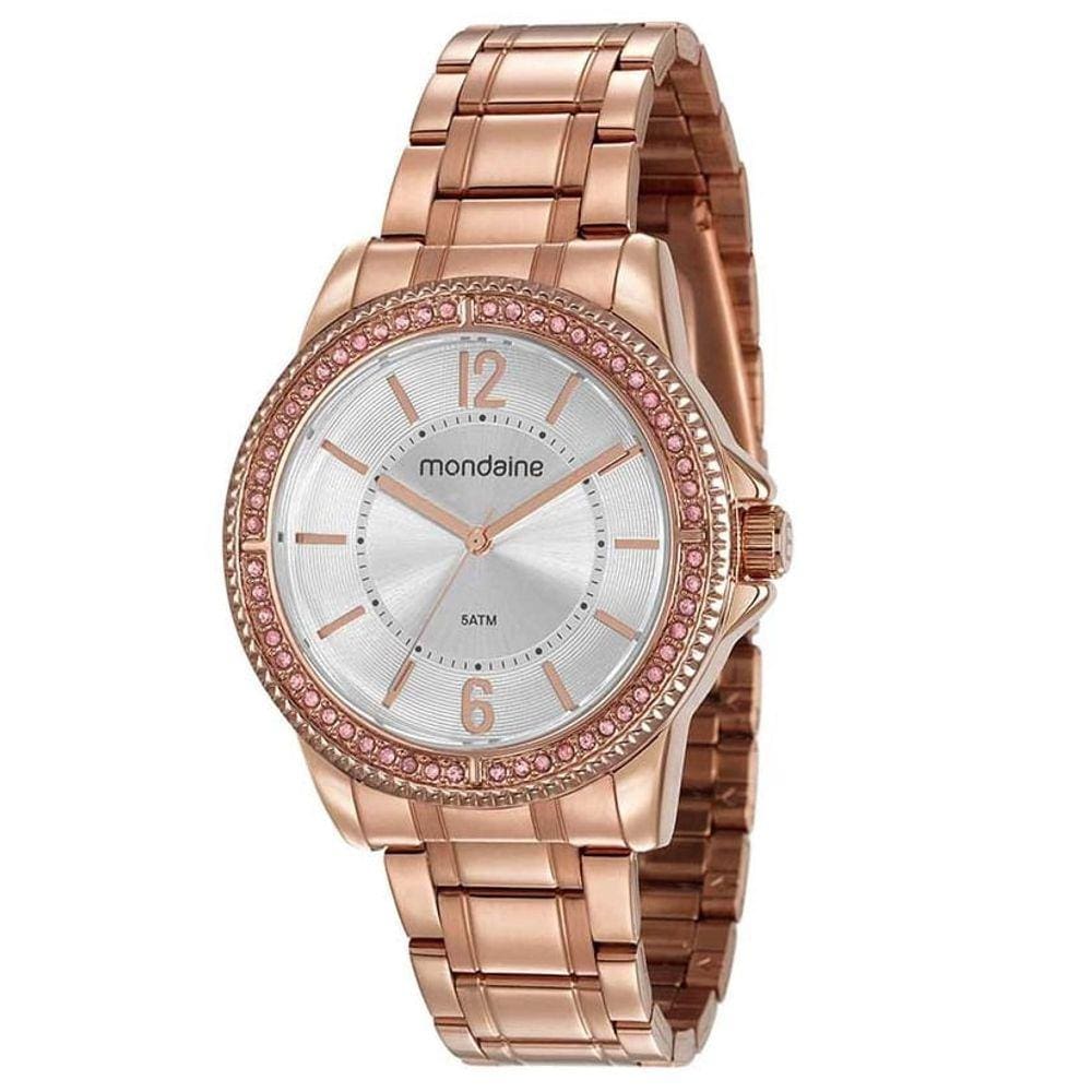 Relógio MONDAINE feminino rosê strass 53601LPMVRE3