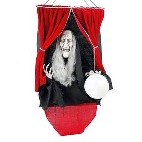 Boneco Bruxa Cigana Decoração Halloween com Som e Movimento