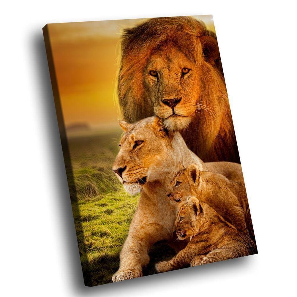 Quadro Leões Harmonia Br Artes Médio 84x54