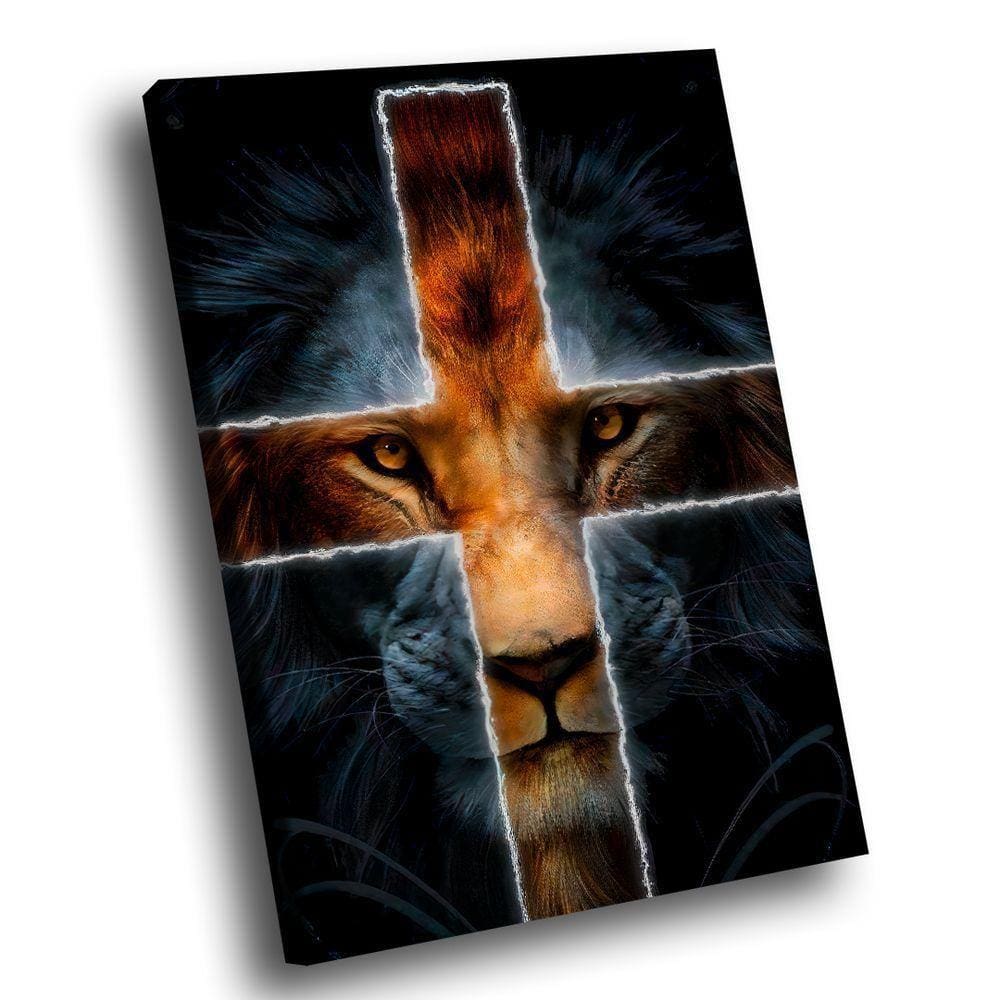 Quadro Leão Cruz Br Artes Pequeno 60x40