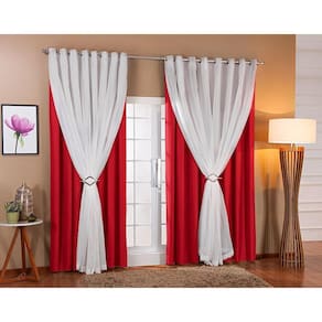 Cortina Voil Forro Blackout Tecido 3,00X2,30 Vermelho