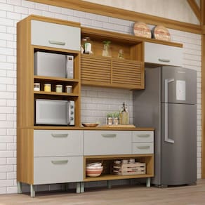 Cozinha 3 Peças Torre Quente Princesa 100% Mdf Freijó/Off White