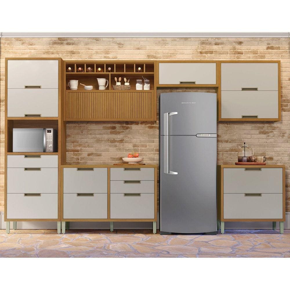 Cozinha 6 Peças Paneleiro Imperatriz 100% Mdf Freijó/Off White