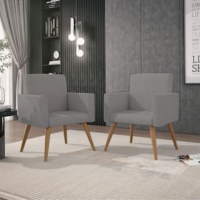 Kit 06 Poltronas Nina Decorativa Recepção Oferta - Balaqui Linho Cor:linho Grafite