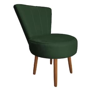 Poltrona Cadeira Decorativa Costurada Elegância Veludo Pés Palito Castanho - Pallazio Verde