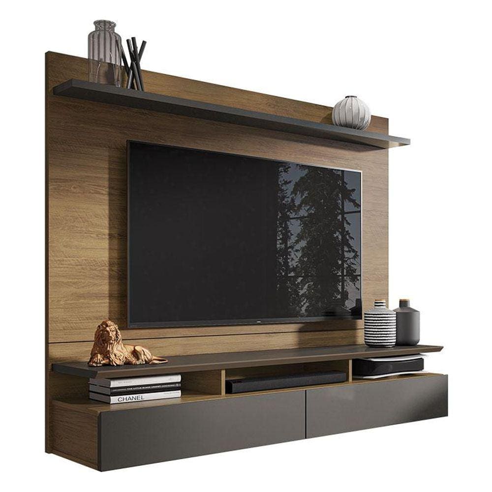 Painel para Tv Home Suspenso Noruega Freijó Grafite Perolizado - Móveis Leão