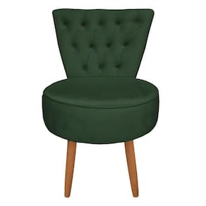 Poltrona Cadeira Decorativa Capitonê Elegância Veludo Pés Palito Castanho - Pallazio Verde