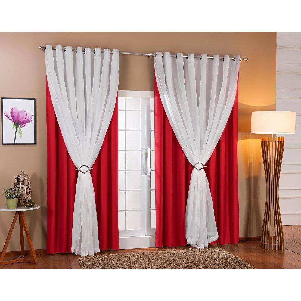 Cortina Voil Forro Blackout Tecido 5,00X2,70 Vermelho