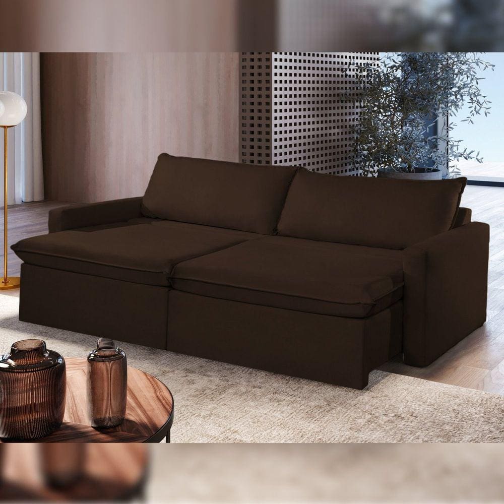 Sofá Retrátil e Reclinável 220cm Marselha Marrom