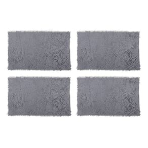 KIT 4 TAPETE BOLINHA ANTIDERRAPANTE MACIO DE BANHEIRO 58X38CM 100% POLIÉSTER Cinza
