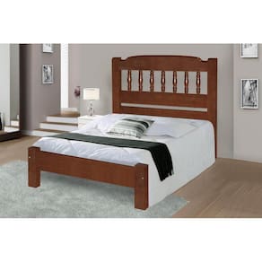 Cama de Casal Roma de Madeira Maciça Angelim Pedra/Tauari