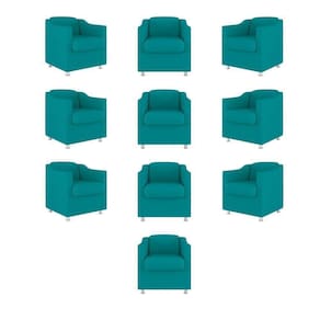 Kit 10 Poltronas Decorativa Tilla Consultório Recepção Suede azul Turquesa