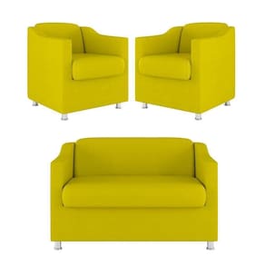 Kit 02 Poltrona Tilla Recepção + Namoradeira Sala Quarto amarelo