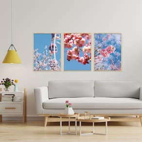Kit 3 Quadros Decorativos Roda Gigante Plantas Nuvem Céu