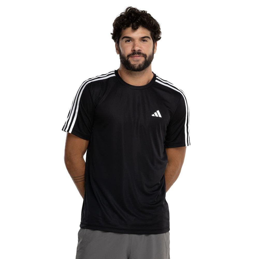 Camiseta Masculino adidas Manga Curta Essentials 3 Listras