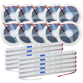 Kit C/ 10 Fita Led C/ Fonte 2835 5M 120 12v Ip20 10w 4000K