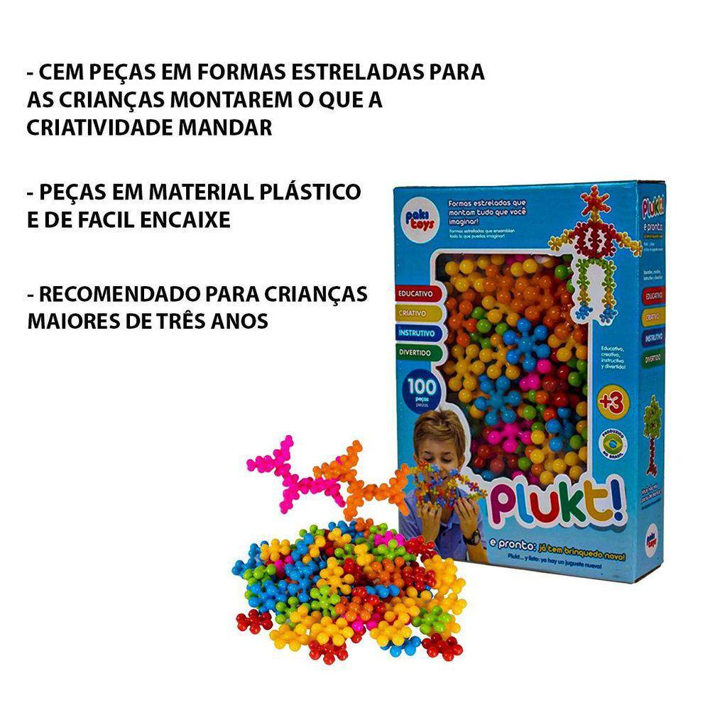 Brinquedo Montar Plukt Estrelas Educativo Infantil 100 Peças