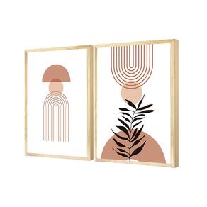 Dupla de Quadros Decorativos Tom Rose Forma Geométricas Sala