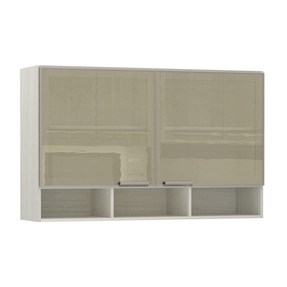 Armário Luciane 120cm 2 Portas com Vidro Reflecta Bronze + Nicho Lis
