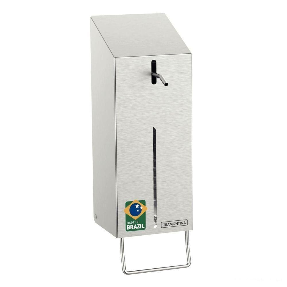 Dispenser De álcool Gel E Sabão Líquido 500 Ml Em Aço Inox Com Acabamento Escovado