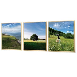 Kit 3 Quadros Decorativos Paraíso Céu Mulher Árvore Campo