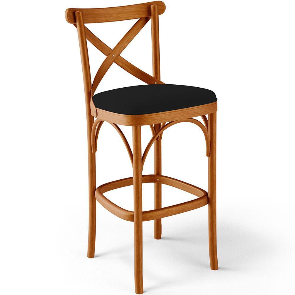 Banqueta Alta Cozinha Bancada Bar Sala de Jantar Estofada Ávila L02 Suede Preto - Lyam