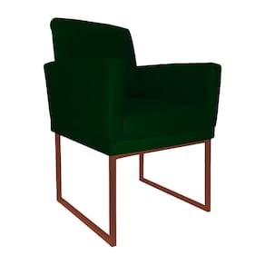 Poltrona Klara Suede Verde Base Metálica Cobre - Vallisa Decor