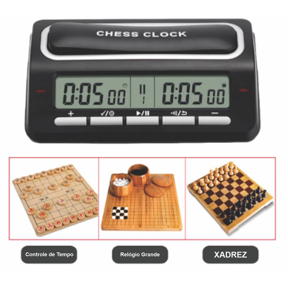 Relógio Xadrez Digital Chess Clock Preto Grande