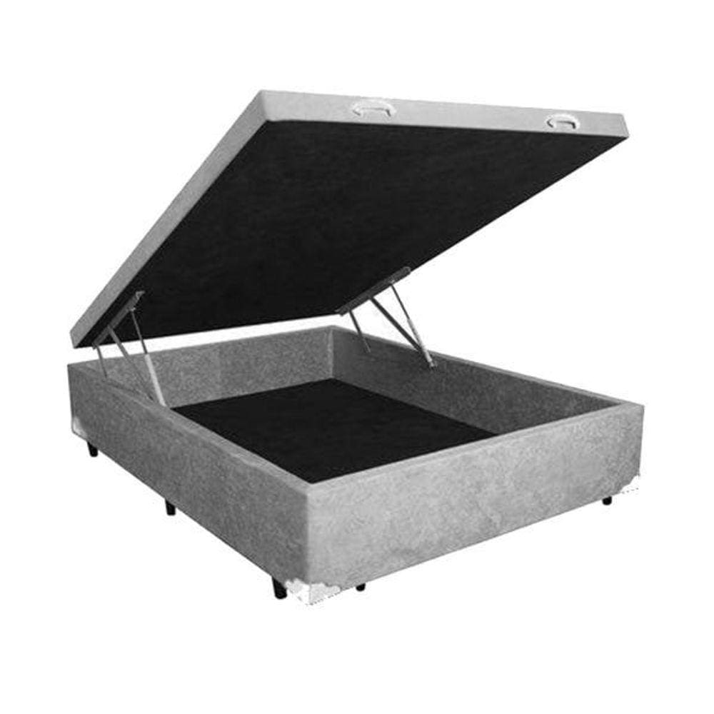 Cama Box Baú casal cinza suede 138X188x39