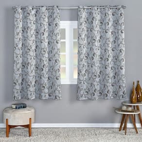 Cortina Flora 2,20M X 1,40M Jacquard Corta Luz Sala Ramos