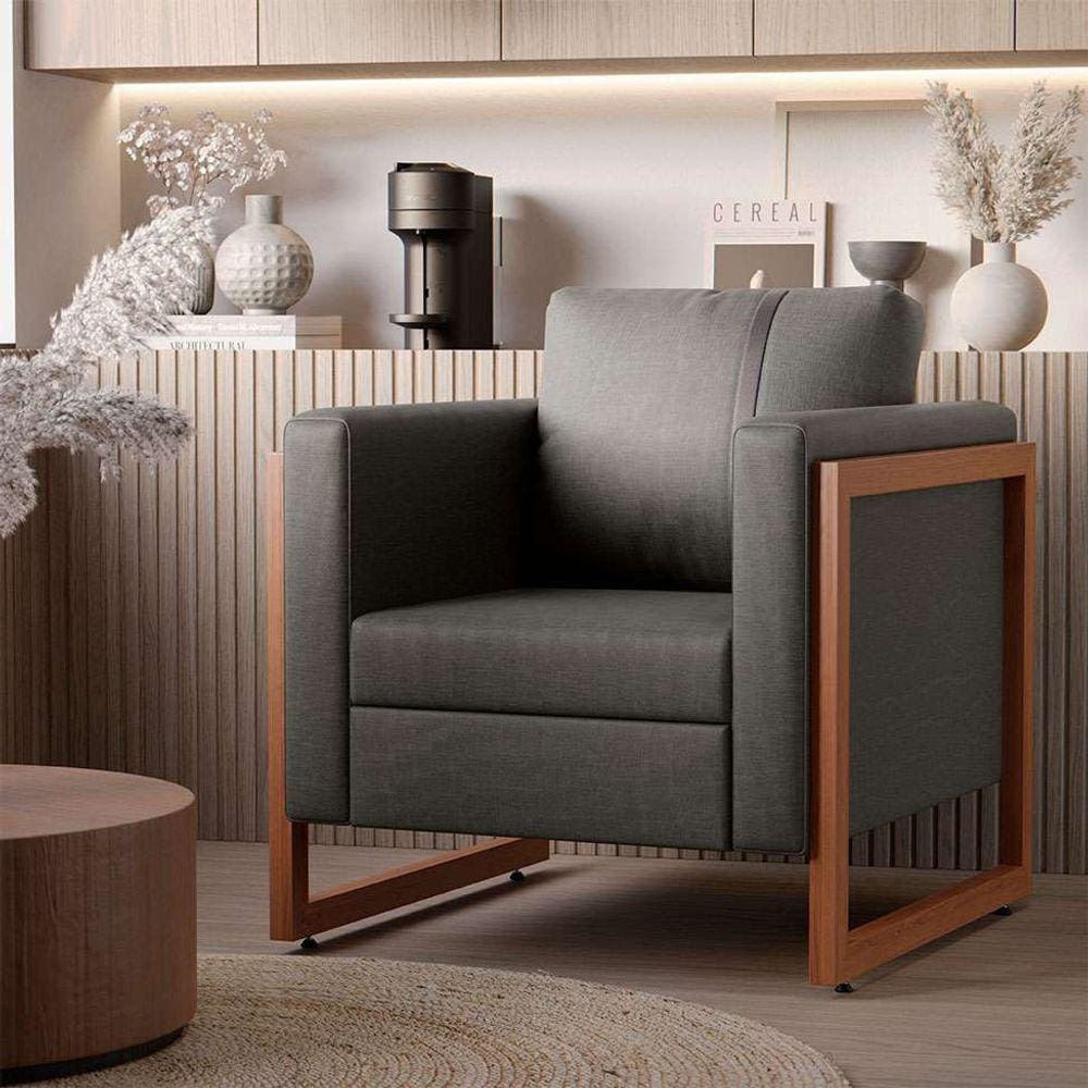 poltrona lin linho cinza