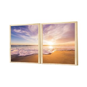Dupla de Quadros Decorativos Praia Mar Azul