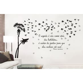 Adesivo Decorativo De Arvore Ventanal Folhas Caindo E Frase