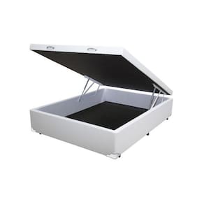 Base Box Baú Casal Sintético Branco - 39x138x188