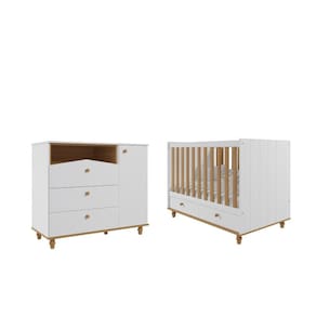 Berço Americano com gavetas e cômoda retro Permobili casinha