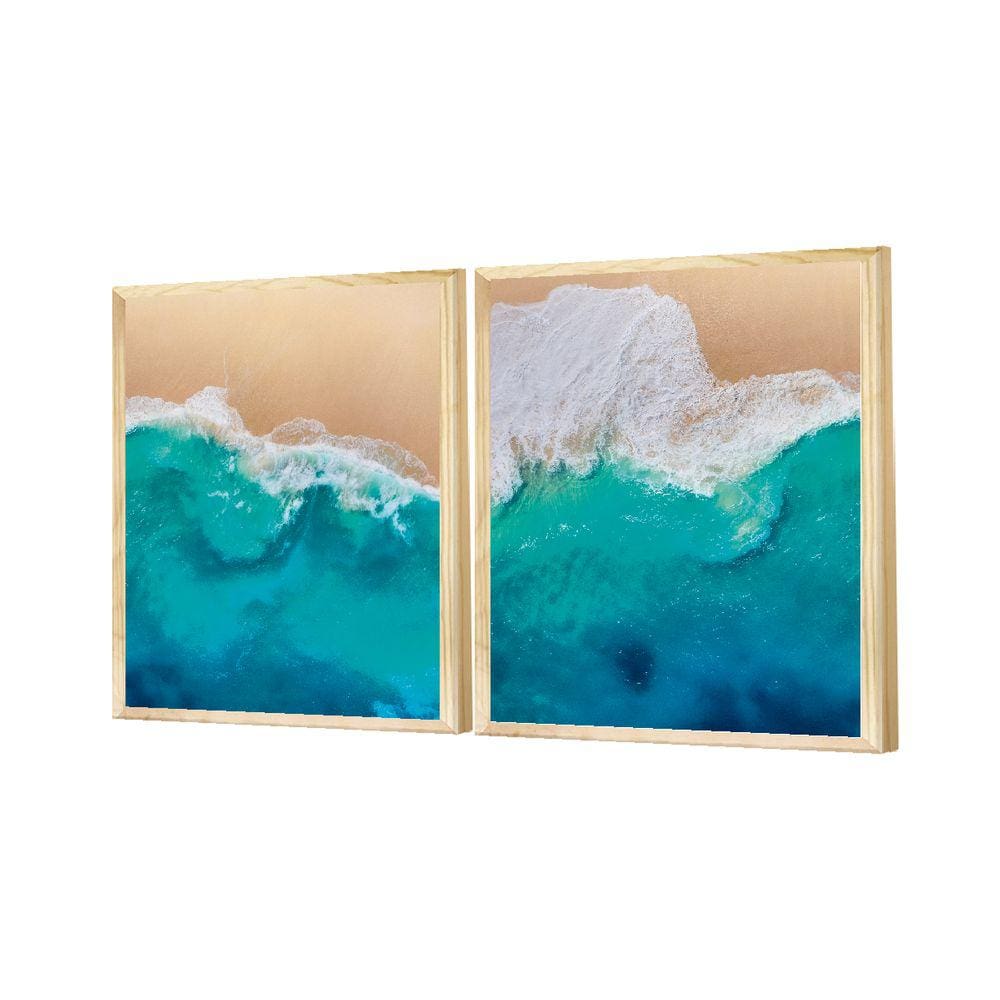 Dupla Quadros Decorativos Paisagem Praia Mar Natural Azul