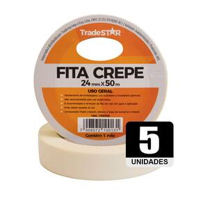 Fita Adesiva Crepe Papel 24mm X 50m C/5 Rolos 24x50