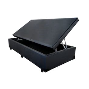 Base Box Baú Solteiro Sintético Preta - 39x88x188