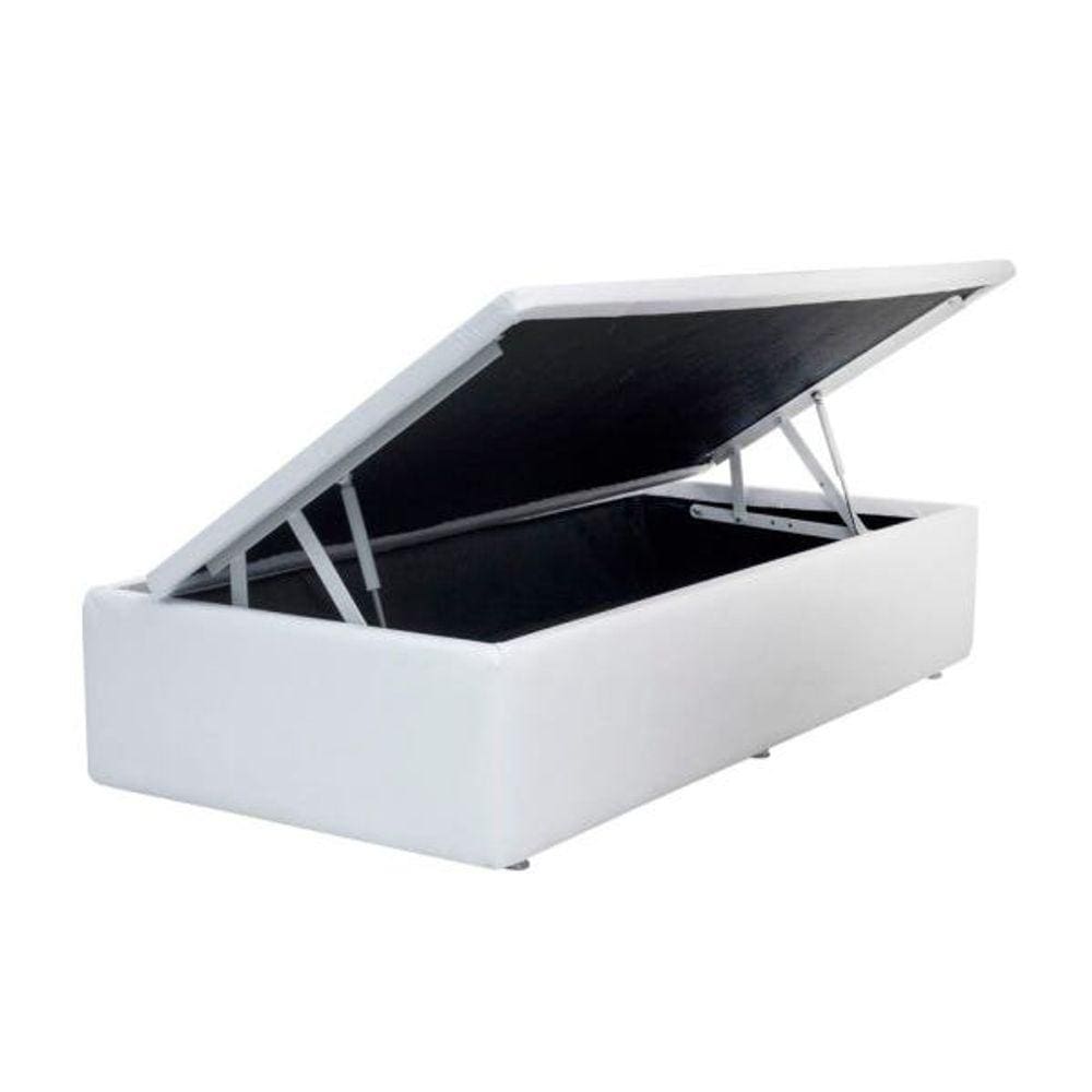 Base Box Baú Solteiro Sintético Branca - 39x88x188