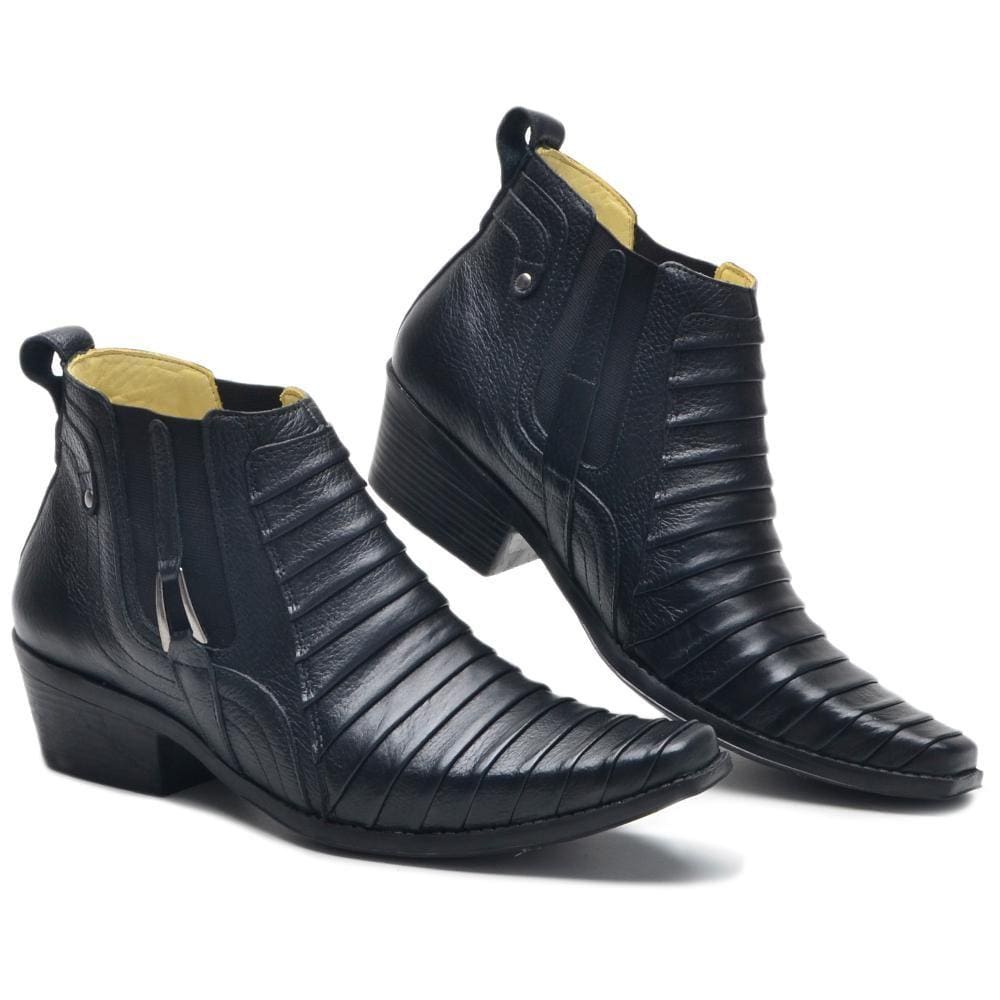 Bota Chelsea Botina Couro Bico Fino Cano Curto Moderna