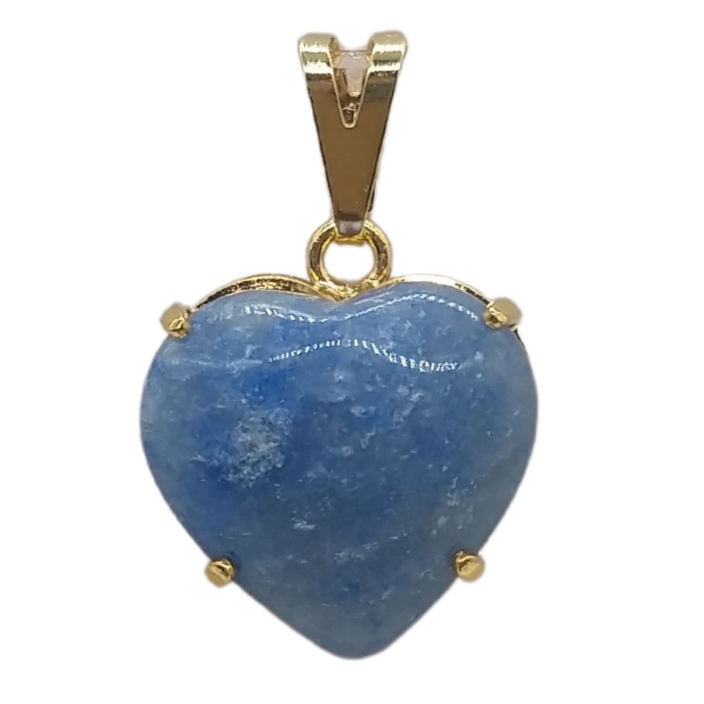 Pingente de Pedra Quartzo Azul - Coração Garra Banhado P
