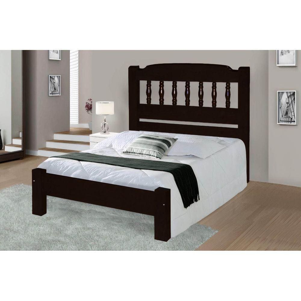 Cama Queen Size Roma de Madeira Maciça Angelim Pedra/Tauari