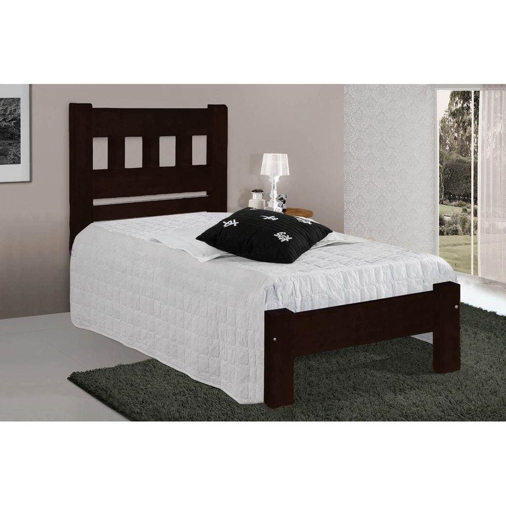 Cama de Solteiro Madri de Madeira Maciça Angelim Pedra/Tauari
