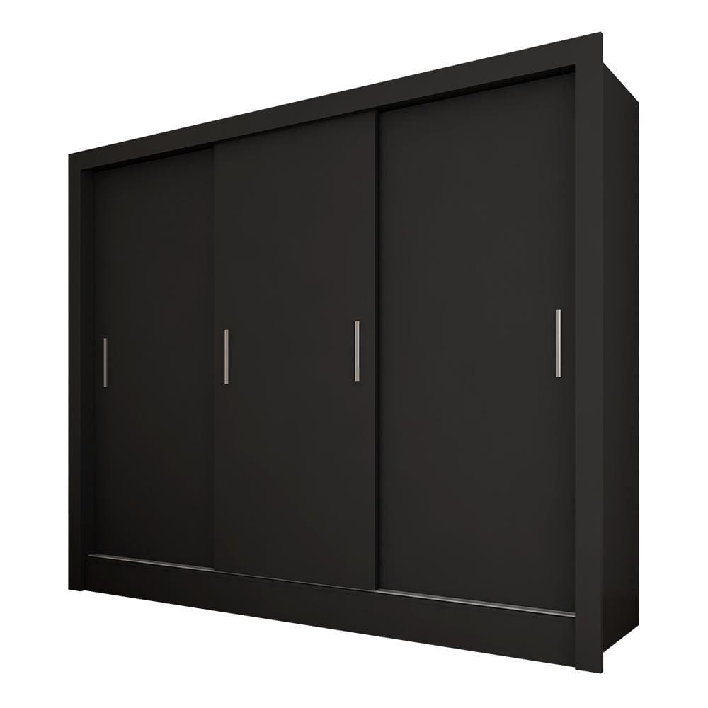 Guarda Roupa 3 Portas De Correr Casal Aurora Preto - Móveis Arapongas