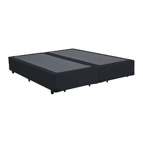 Base Box Casal Bipartido Suede Preto - 30x138x188